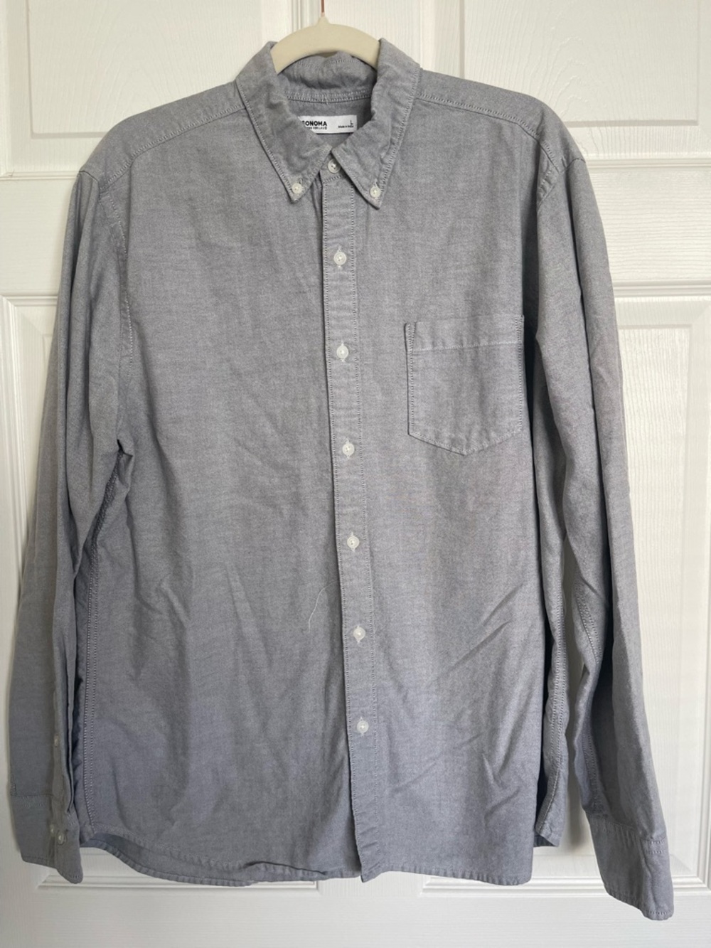 Sonoma Men's Light Gray Button-Down Oxford Shirt
